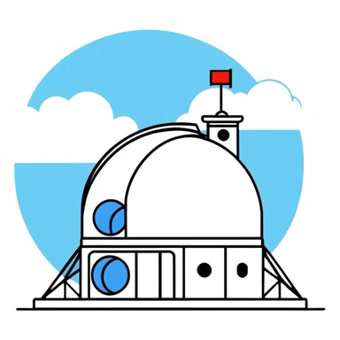 High-altitude observatory surrounded by clouds sticker