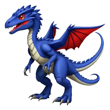  Cool Edgy dark-blue Digimon-Fakemon-Velociraptor-Dragon with red belly full body sticker