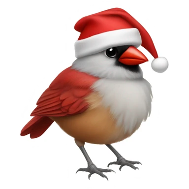 Baby cardinal with santa hat sticker