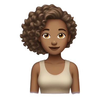girl, hair brown, curly, and long, with light skin tone sticker