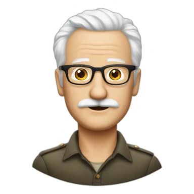 meester frank visser white hair, white mustache and glasses sticker