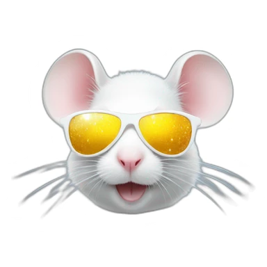 white rat in sunglasses sparkles sticker