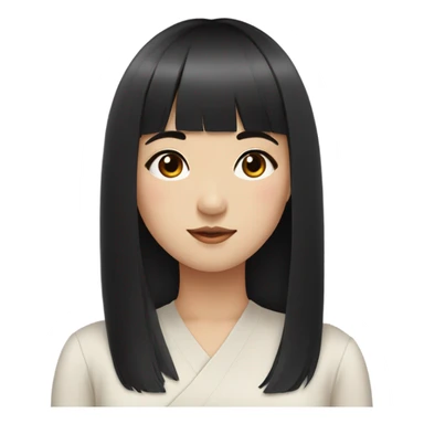 korean girl with shoulder length straight black hair with bangs sticker