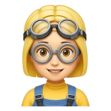 Minion emoji with a round head like normal emojis and a smurk like this emoji but a minion so basically that emoji with the goggles and the hair and not a funny head shape 😏 it should look like an actual minion not a human with African braids and a female minion  make them feminine  sticker