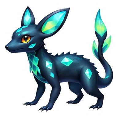 Colorful Iridescent Exotic Salandit-Aurorus-Umbreon-Fakémon-hybrid-creature (full body)  sticker