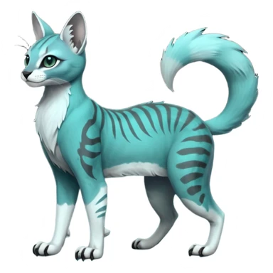 dark spooky foggy gloomy skeletal nightly ghostly greyish dull green-blue-turquoise spectral glorious divine exotic cute cool beautiful beautiful fantasy-caracal-civet-genet-sergal-vernid-Gryphon-Cacomistle-Trico-oncilla-animal-Fakémon-hybrid-fursona (full body) sticker
