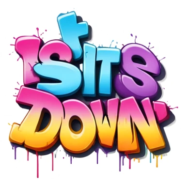 graffiti of the words Sit Down  sticker