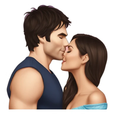 Ian Somerhalder kissing Nina Dobrev sticker