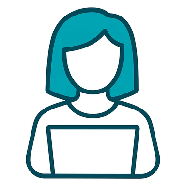 Make the face transparent, clothes as lines only, only the hair is filled in, teal icon style, keep background transparent. sticker