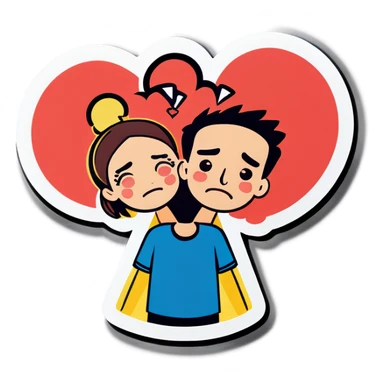 A couple fighting anxiety sticker