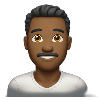 an emoji of a man showing off his chiseled jawline with his finger, mouth closed sticker