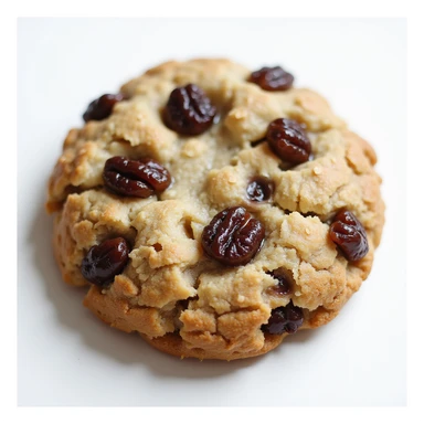 realistic oatmeal raisin cookie, photorealistic style sticker