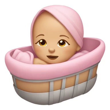 Light skin newborn in a pink cradle sticker