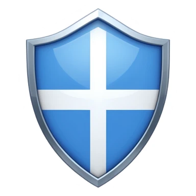 A shiny blue shield with a white 7 in the middle and a flag animation sticker