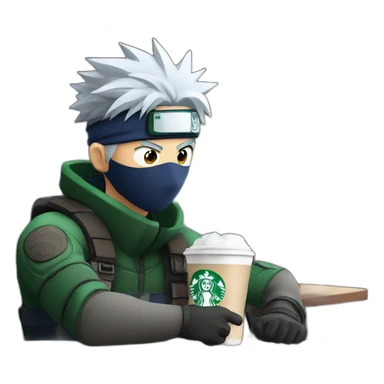 kakashi drinks starbucks sticker