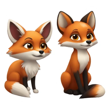 coquette cute red fox and black fox females sticker