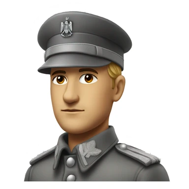 serious german soldier the middle of the XX century photorealistic gray uniform sticker