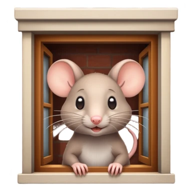 cute rat peeking out of a restaurant building sticker