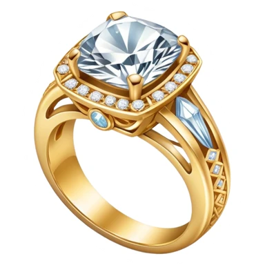 Create a bright and detailed icon representing jewelry art and the craft of making jewelry. The design should feature elements like a sparkling diamond, a gold ring, a jeweler’s tools (such as pliers and a workbench), and some delicate detailing that conveys craftsmanship and luxury. The icon should be clean, vibrant, and visually striking, with a balance of sophistication and creativity. sticker