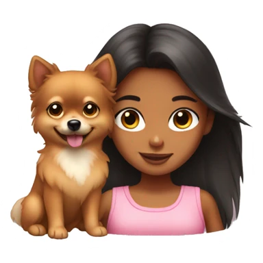 Young tanned girl with Pomeranian sticker