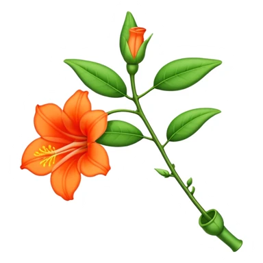 single Trumpet Vine flower, straight stem sticker