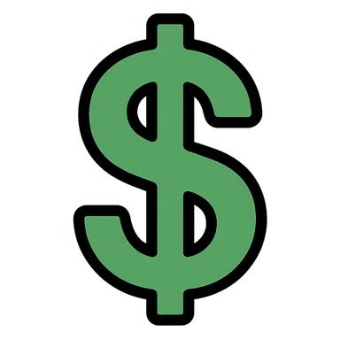 green dollar sign icon, color outline style sticker