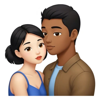 make a cute asian girl kiss a black haired guy on the cheek sticker