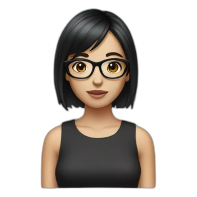 Girl glasses whit short black hair and black eyes sticker