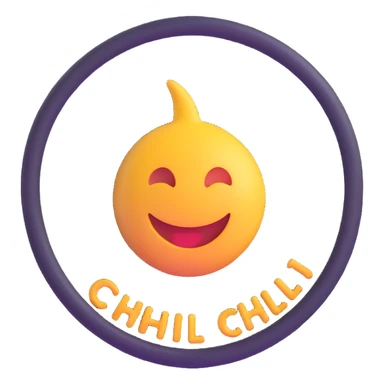 colorful 3D circular emoji with the word 'chill' in the center in a modern font sticker
