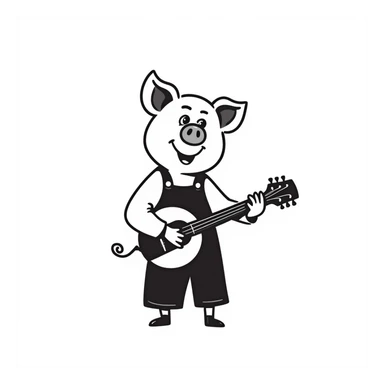 A pig playing music sticker