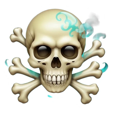 a poisonous cloud of gas, dark swamp color, with an image of a skull and two crossed bones behind the skull sticker