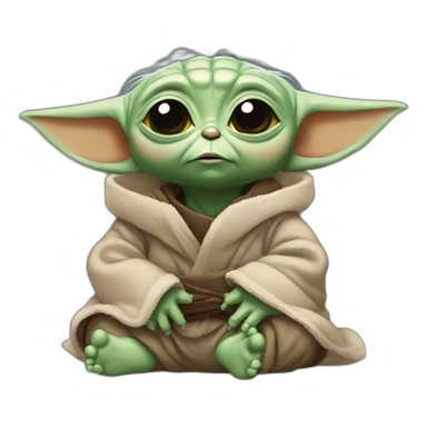 baby yoda sitting cross-legged sticker