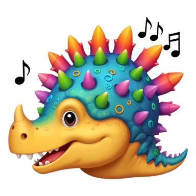 funny stegosaurus face with music notes funny  sticker