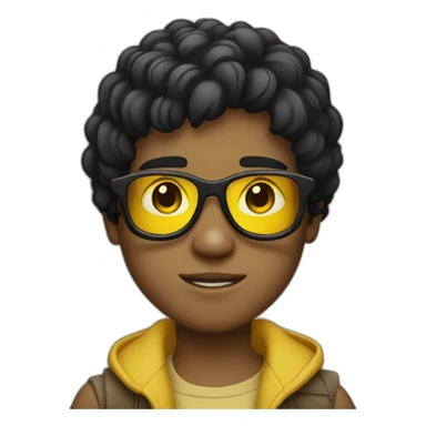 boy with yellow tinted glasses and combed black hair  sticker