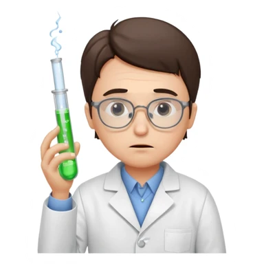 Frowns with Glasses,  Disappointed Scientist: Lab coat, thin glasses, holding test tube, upset expression
 sticker