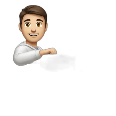 Brunette male driving a Hyundai white car  sticker