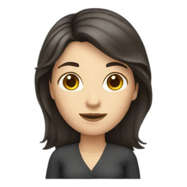 white woman dark hair presenting a slide sticker