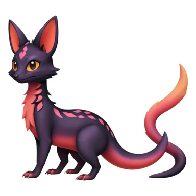 Neon-magma-pastel-gradients-colored Salandit-Umbreon-Genet-Noivern-Noibat-Serval-Hybrid (Full body) sticker