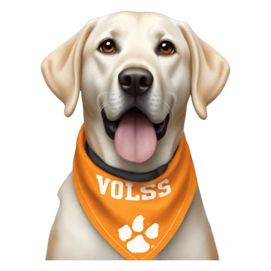 Black lab dog wearing university of Tennessee, Vols bandana sticker