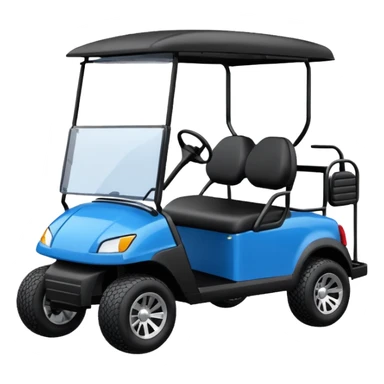 Electric blue golf cart with black seat and top emoji sticker