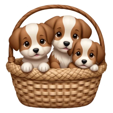 Disney-style cute puppies cozy in a basket sticker