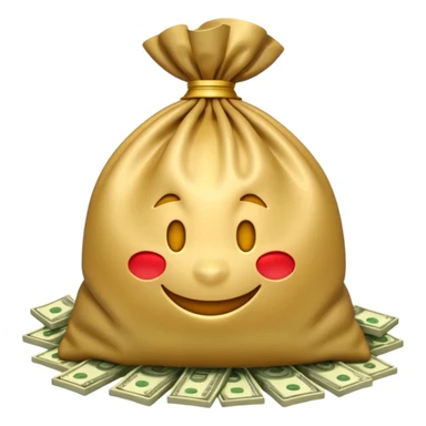Luxury 3D emoji, overflowing money bag, stacks of cash, premium lighting, rich glossy look, ultra clean, transparent background


 sticker