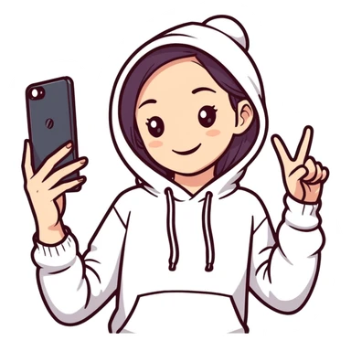 smiling girl in hoodie selfie sticker