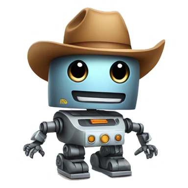 cute robot with a cowboy hat sticker