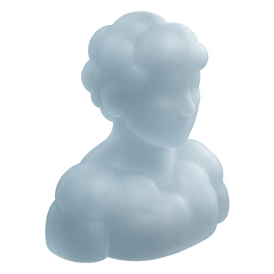 A person from the shoulders up, entirely composed of fluffy white convex clouds sticker