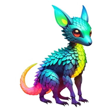 futuristic lush warm-colored neon-colored Fakémon-Trico-creature (full body) sticker