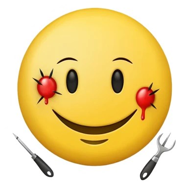 Smiley face with nails sticker