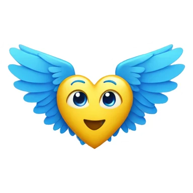 yellow heart with blue wings sticker