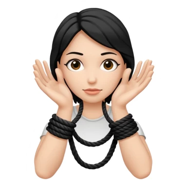 Woman’s hands tied with black rope  sticker