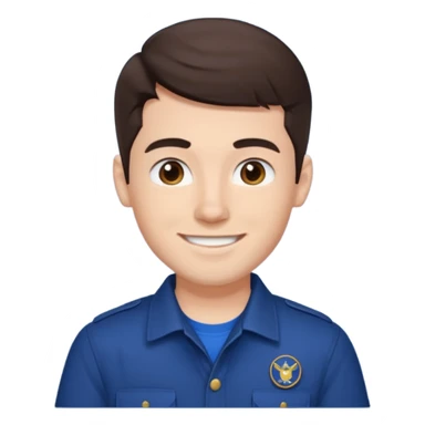 Jay from Kubz Scouts, YouTuber with dark brown hair, navy blue shirt sticker